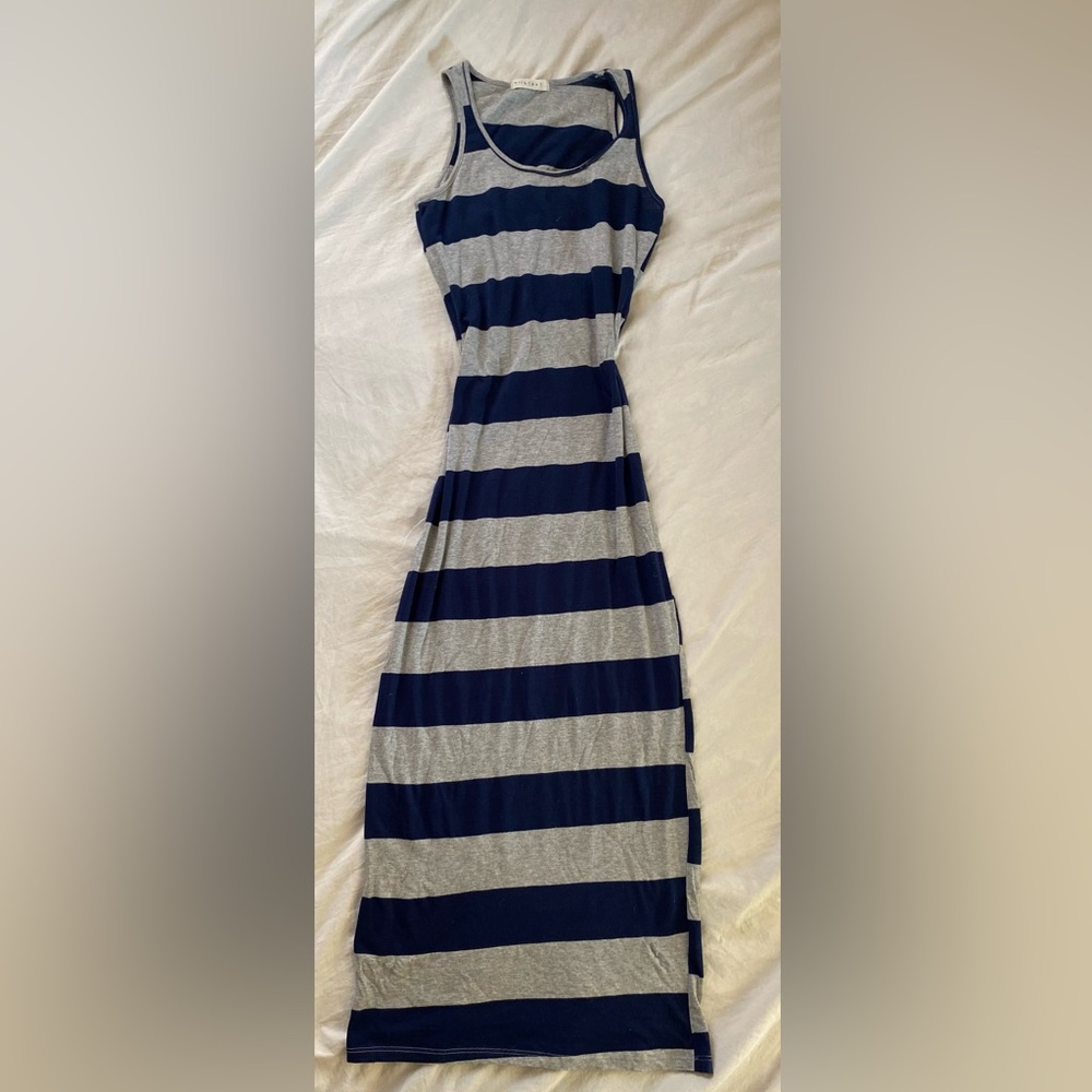 Chic Blue and Gray Sleeveless Maxi Dress - Picture 2 of 6